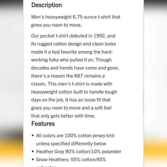 Carhartt Loose Fit Heavyweight S/S Pocketed T-Shirt- Sundance Heather - Picture 3 of 5